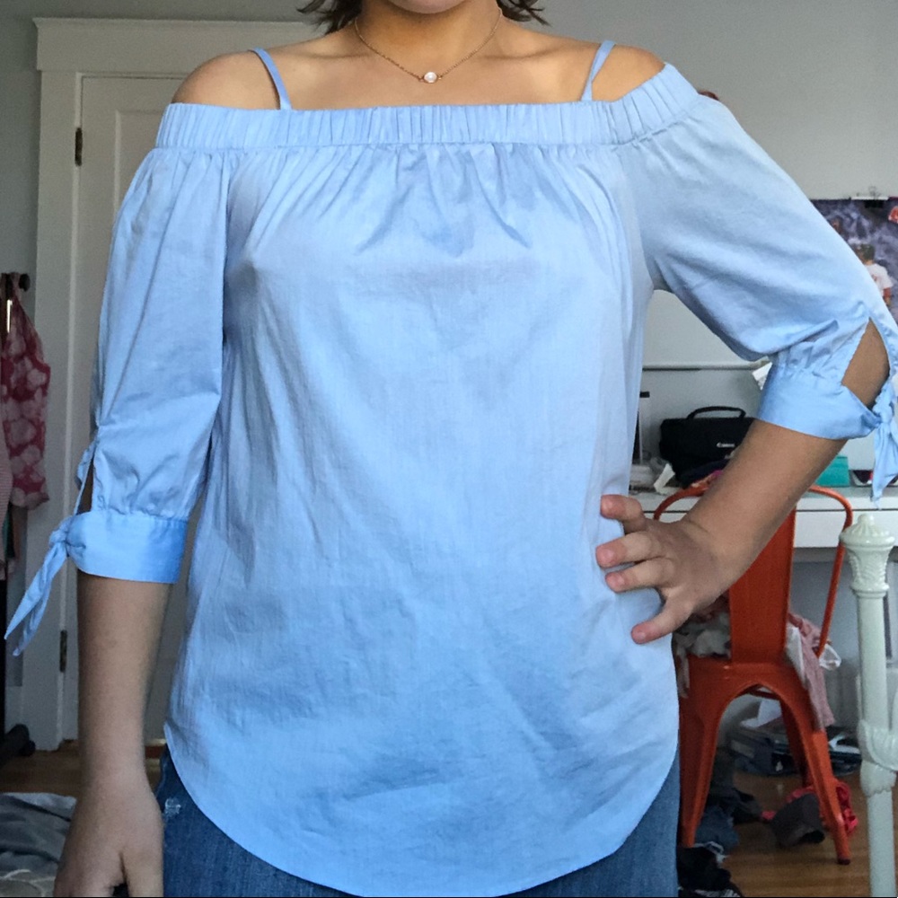 Blue off the shoulder top